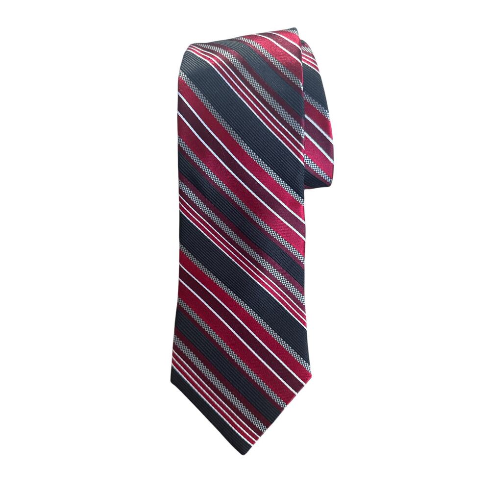 Burma Bieas NWT 60” Tie Red Black Silver Tie